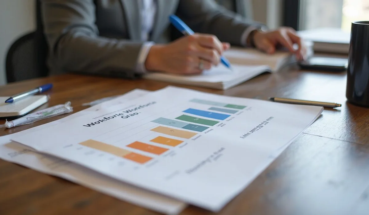 Bar chart showing income bands from workforce gap to market rate