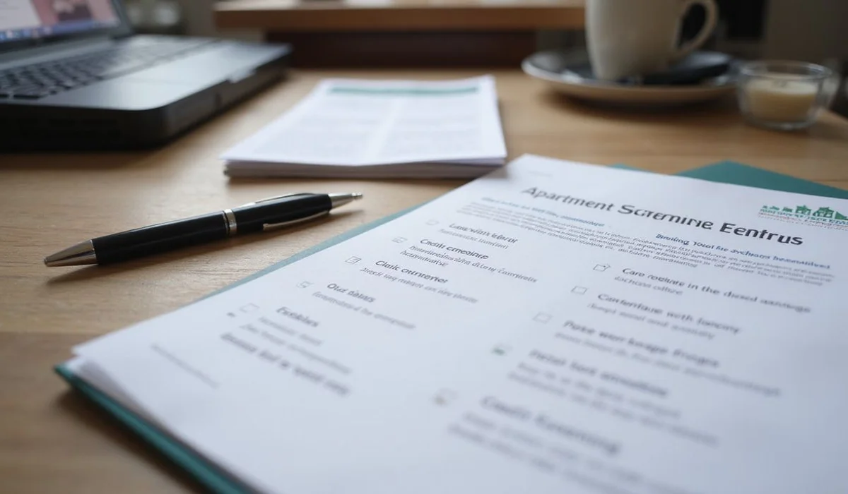 Checklist of apartment screening factors